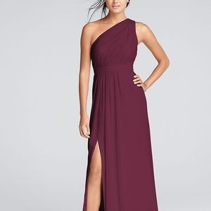 David’s bridal wine color long bridesmaid dress